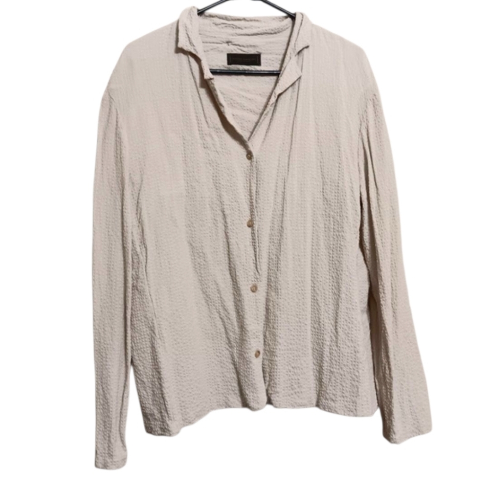 Narciso Rodriguez Beige Wool Blend Nubby Button Front Top
